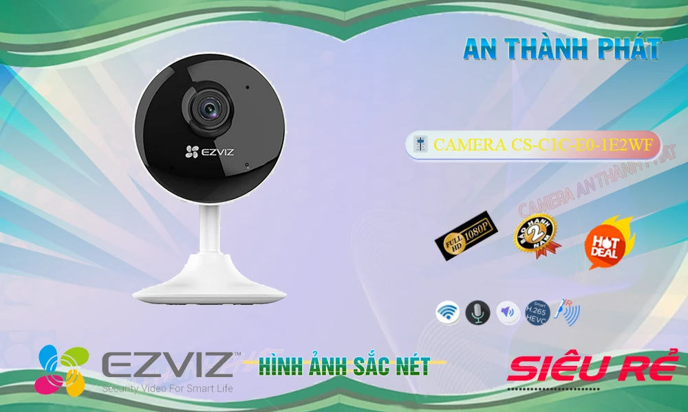 Camera  Wifi Ezviz CS-C1C-E0-1E2WF Thiết kế Đẹp