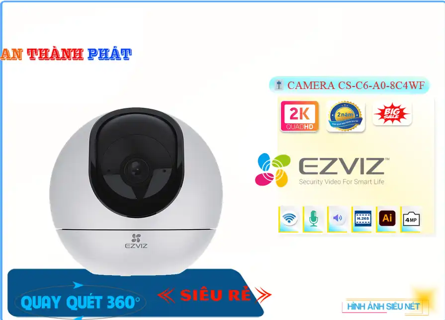 ➠ CS-C6-A0-8C4WF sắc nét Wifi Ezviz ➠ CS-C6-A0-8C4WF sắc nét Wifi Ezviz