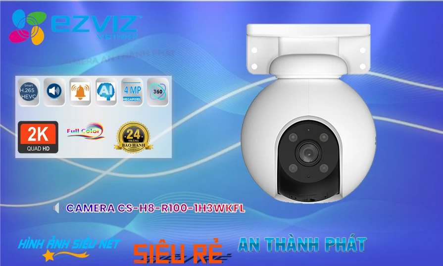 ➠  CS-H8-R100-1H3WKFL sắc nét Wifi Ezviz