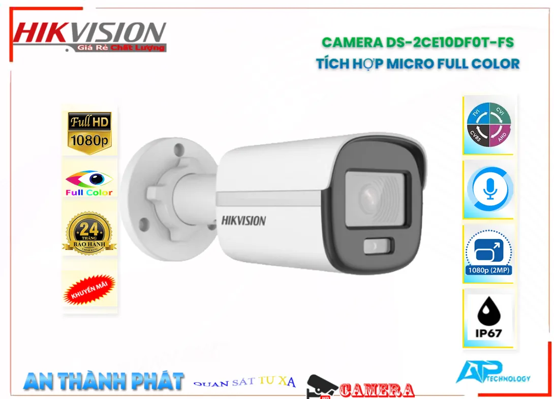 Camera-DS-2CE10DF0T-FS camera tích hợp micro full color