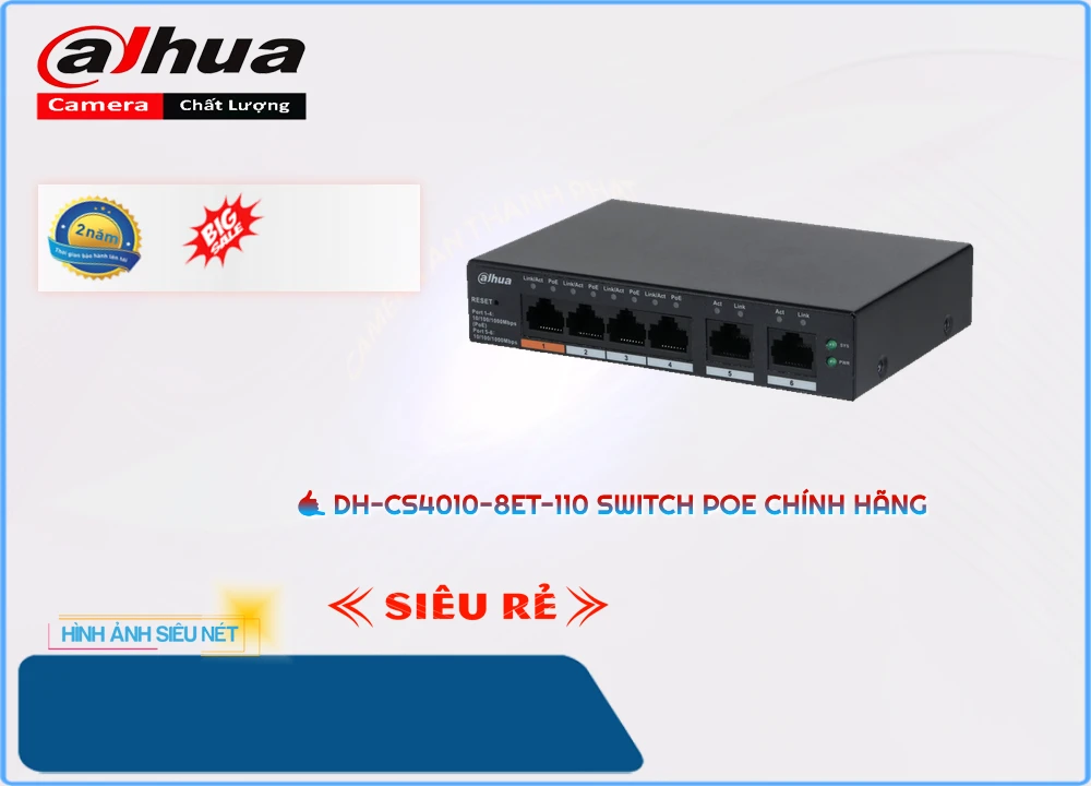 Dahua DH-CS4010-8ET-110 Switch chuyển đổi mạng Dahua DH-CS4010-8ET-110 Switch chuyển đổi mạng