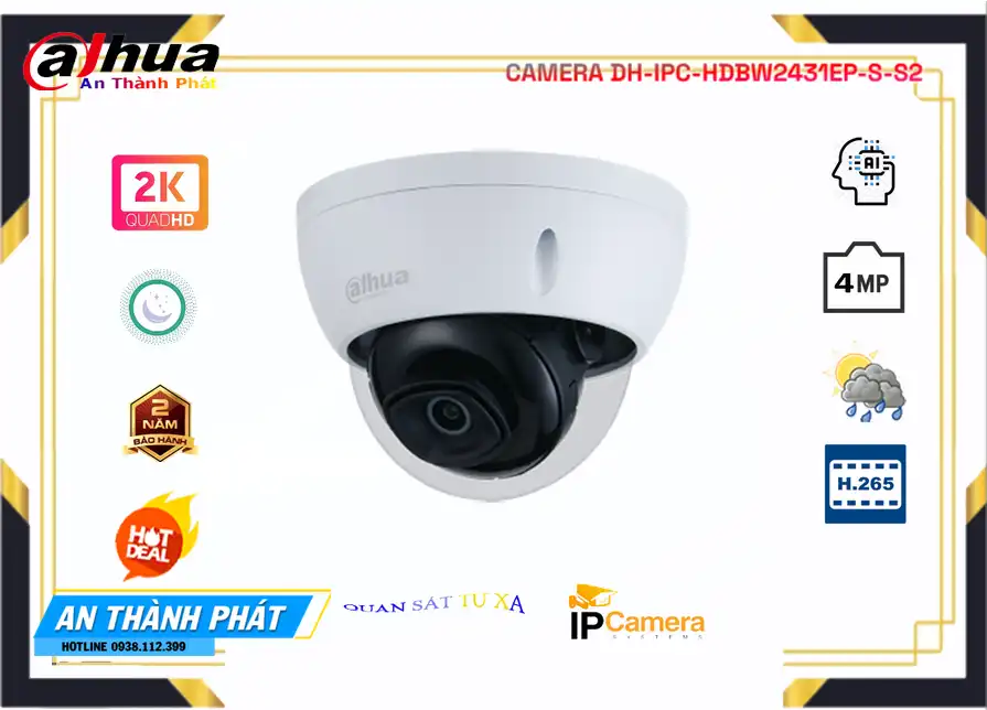 DH-IPC-HDBW2431EP-S-S2 sắc nét Dahua DH-IPC-HDBW2431EP-S-S2 sắc nét Dahua