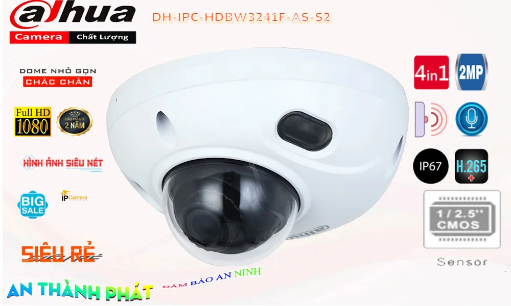 điểm nổi bật của camera  ip Dahua DH-IPC-HDBW3241F-AS-S2
