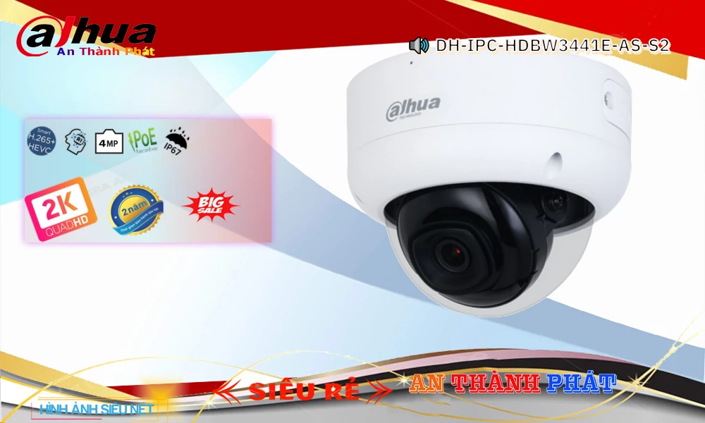 ➠  DH-IPC-HDBW3441E-AS-S2 sắc nét Dahua