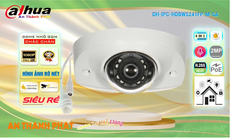 DH-IPC-HDBW5241FP-M-SA sắc nét Dahua DH-IPC-HDBW5241FP-M-SA sắc nét Dahua