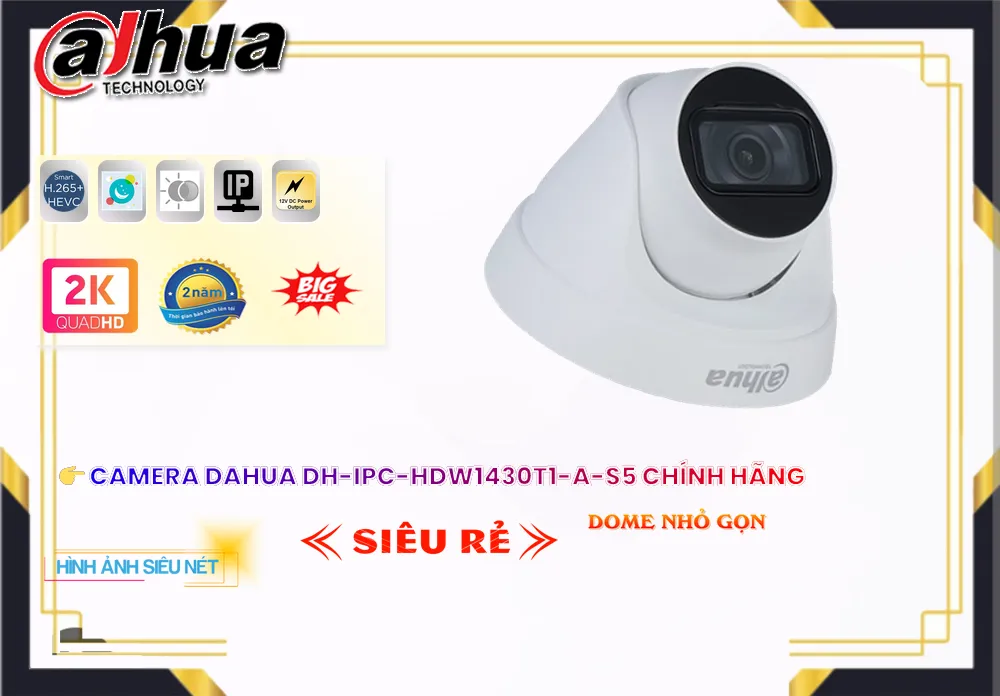 ➠ DH-IPC-HDW1430T1-A-S5 sắc nét Dahua ➠ DH-IPC-HDW1430T1-A-S5 sắc nét Dahua