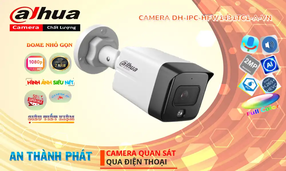 Camera Dahua DH-IPC-HFW1431TC1-A-VN Camera Dahua DH-IPC-HFW1431TC1-A-VN