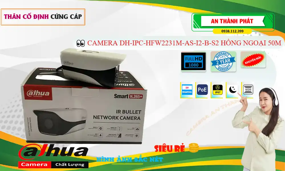 ➠  DH-IPC-HFW2231M-AS-I2-B-S2 sắc nét Dahua