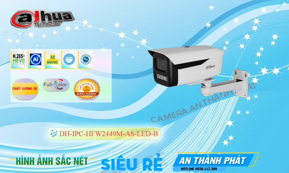 ➠  DH-IPC-HFW2449M-AS-LED-B sắc nét Dahua