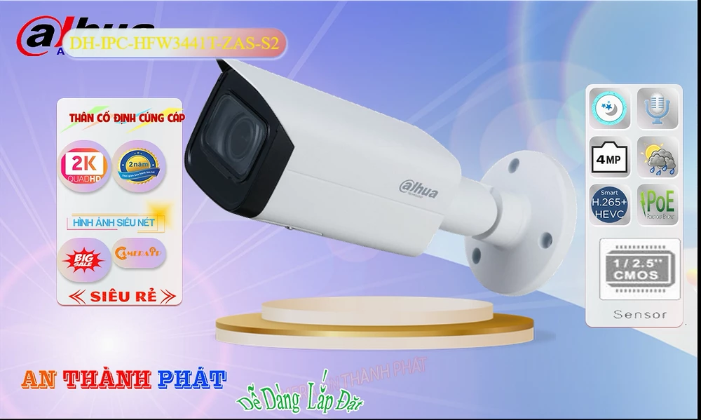 DH-IPC-HFW3441T-ZAS-S2 sắc nét Dahua DH-IPC-HFW3441T-ZAS-S2 sắc nét Dahua