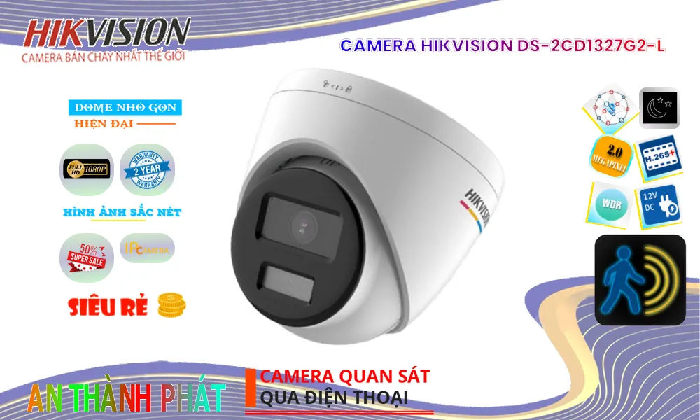 ➠  DS-2CD1327G2-L sắc nét Hikvision