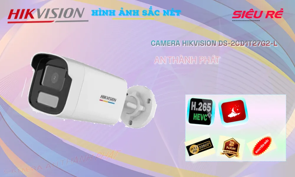 ➠  DS-2CD1T27G2-L sắc nét Hikvision