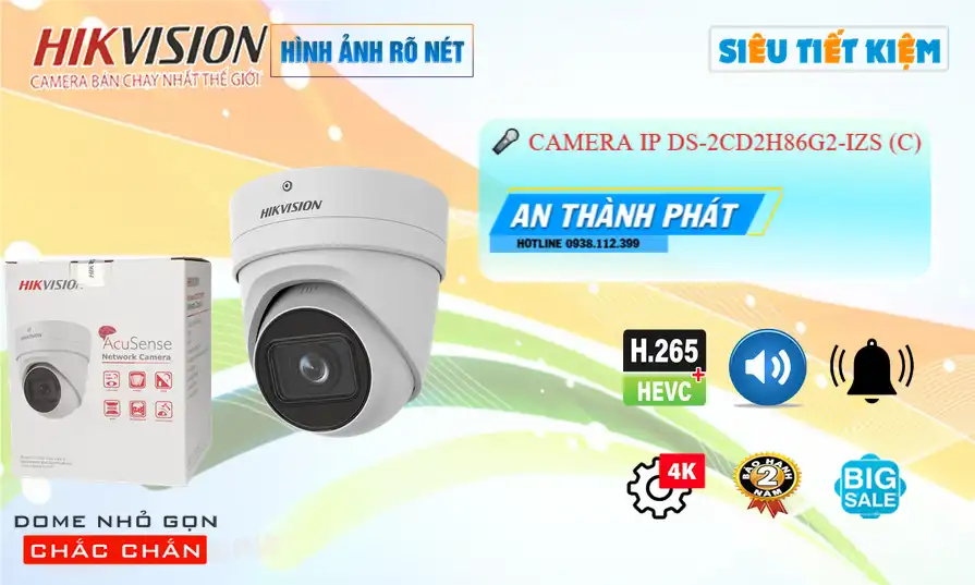 DS-2CD2H86G2-IZS(C) sắc nét Hikvision ➠