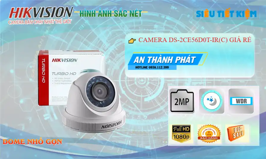➠  DS-2CE56D0T-IR(C) sắc nét Hikvision