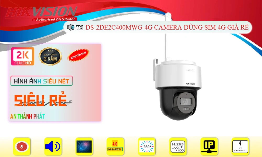 Camera Hikvision DS-2DE2C400MWG-4G Tích Hợp Sim 4G Camera Hikvision DS-2DE2C400MWG-4G Tích Hợp Sim 4G
