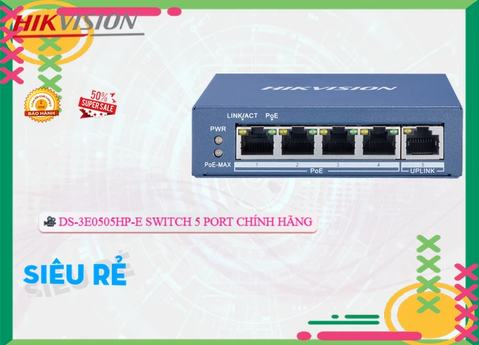 Switch Thiết bị nối mạng DS-3E0505HP-E Hikvision Switch Thiết bị nối mạng DS-3E0505HP-E Hikvision