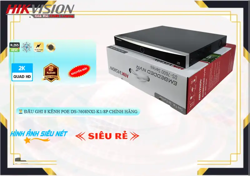 DS-7608NXI-K1/8P sắc nét Hikvision ➠ DS-7608NXI-K1/8P sắc nét Hikvision ➠