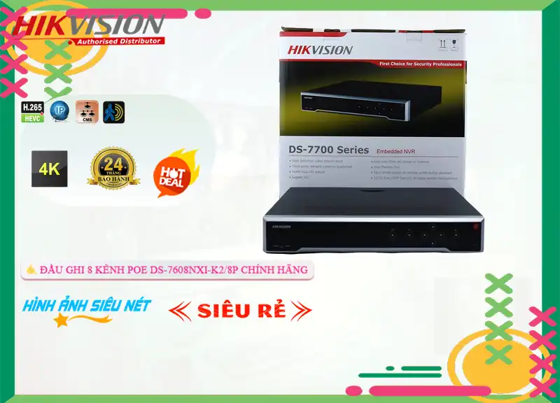 DS-7608NXI-K2/8P sắc nét Hikvision DS-7608NXI-K2/8P sắc nét Hikvision