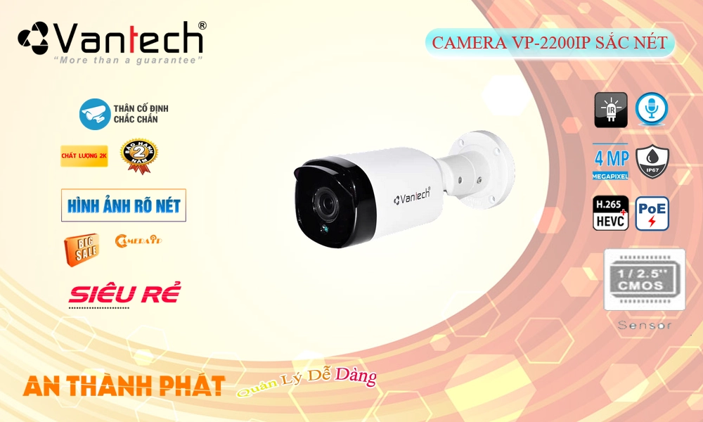 ✲  VP-2200IP Camera Cấp Nguồ Qua Dây Mạng VanTech Giá tốt