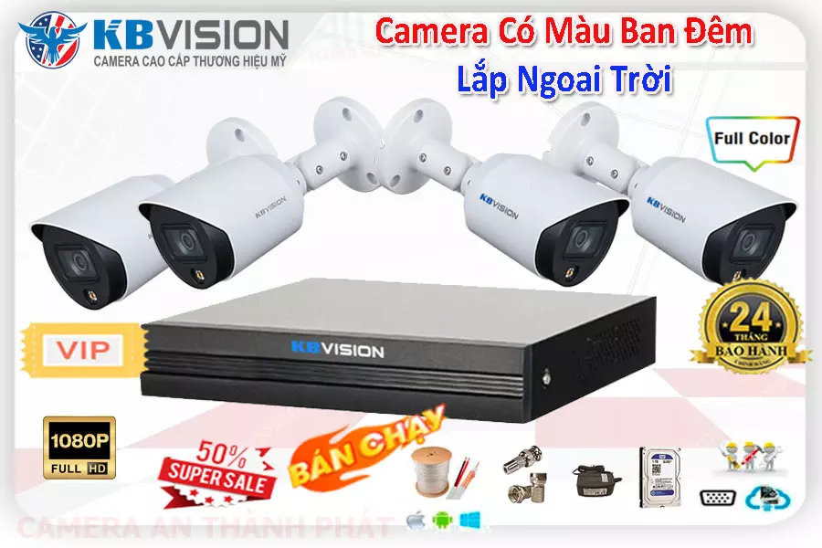 Lắp camera ngoài trời, Camera full color, KBvision camera, Lắp camera KBvision, Camera giám sát ngoài trời, Camera KBvision ngoài trời